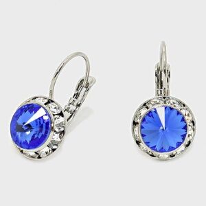 Silver w/Blue Crystal Dangle Earrings